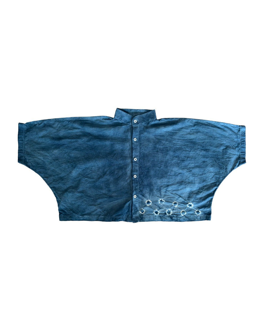The Shibori Indigo Cropped Kimono Shirt