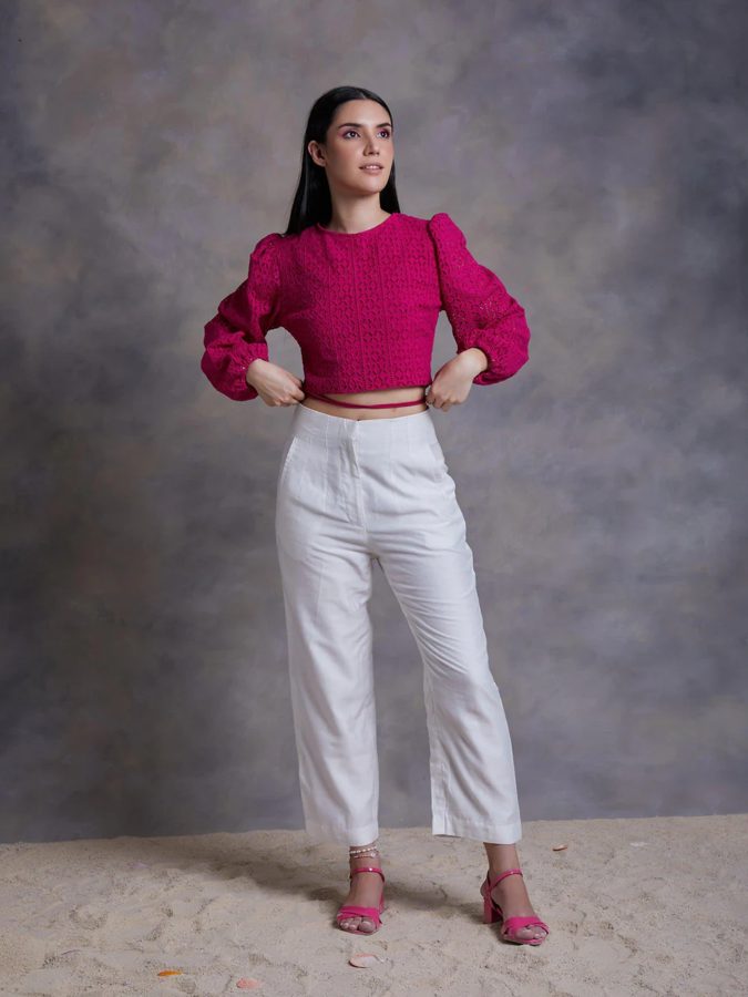 Pearl White Chanderi Pants