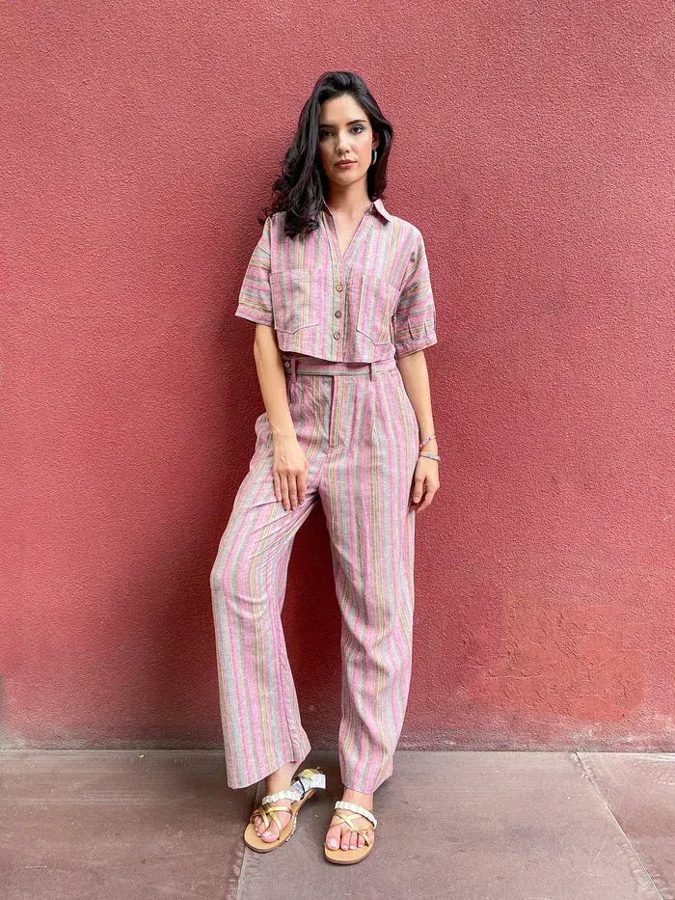 Multi Stripes Linen Co-ord Set