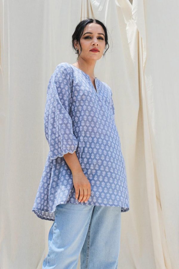 Grey Block Printed Kurta