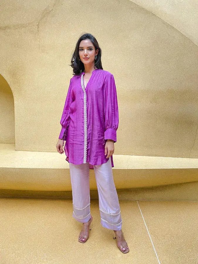 Daphne Purple Pintuck Kurta