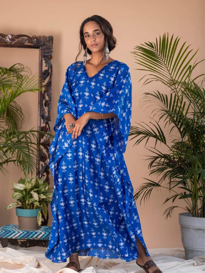 Gazal Blue Long Kaftan