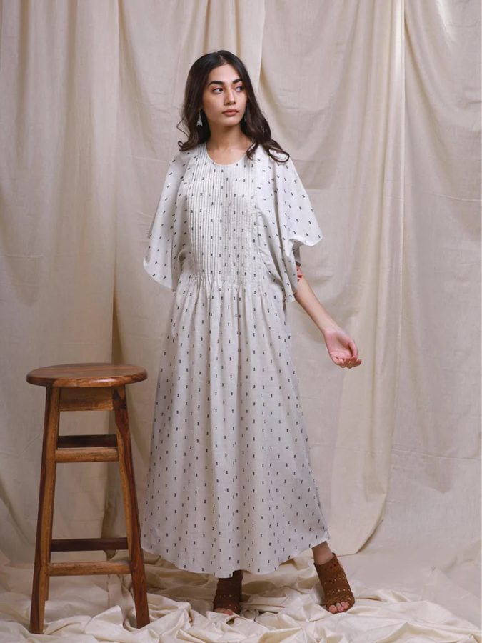 Grey Woven Kaftan Style Dress
