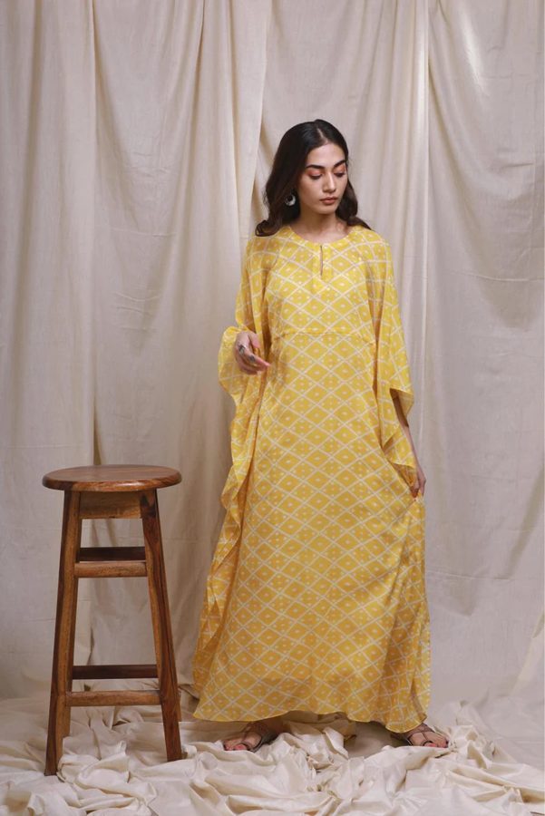 Mustard Mulmul Kaftan