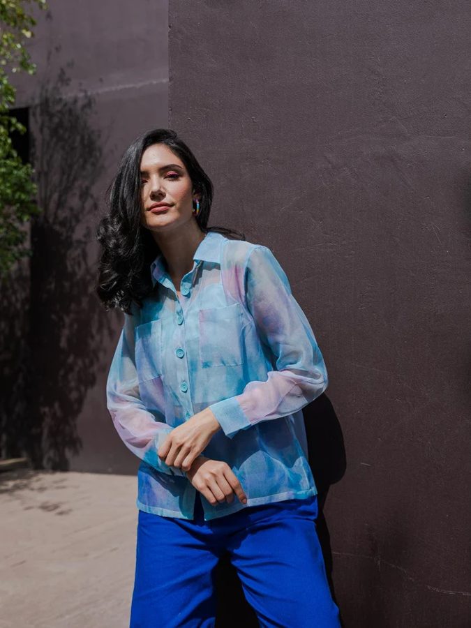 Ocean Blue Organza Shirt